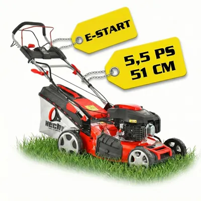 Produktbild von HECHT 551 SXE Rasenmäher Benzin mit Antrieb | 51 cm Schnittbreite | Elektrostart | 5in1 | 5,5 PS | Mulchkit