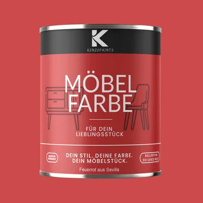 Produktbild von Kenzopaints 750ml Möbelfarbe Möbellack - Feuerrot von Sevilla
