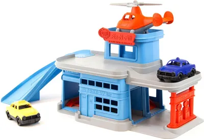 Produktbild von Green Toys Parkhaus Spielset mit Autos und Hubschrauber - nachhaltiges Spielzeug