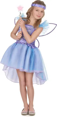A young girl wearing a fairy costume.