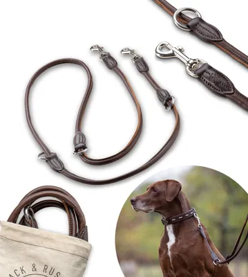 Lederhunde-Leine Dora 2,0 m, verstellbar, Braun