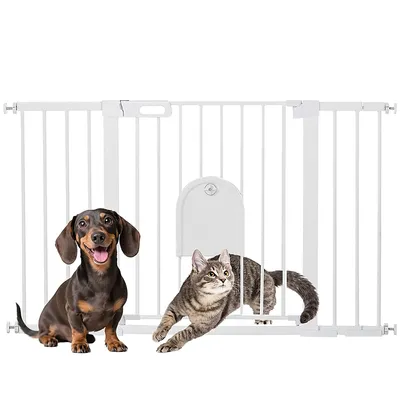 Produktbild von Türschutzgitter ohne Bohren Treppengitter Hund Stahl 75-131x76 cm Weiß