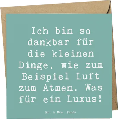 Produktbild von Mr. & Mrs. Panda Grußkarte Spruch Dankbarkeit für kleine Dinge - Meeresbrise - Geschenk, doppelkarte, Klappkarte, Glückwunschkarte, Weisheit, Alltagsmomente, Stimmung
