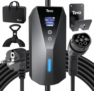 Obrázek produktu pro Nabíječka pro elektromobily Tera EV, typ 2, kabel 7 metrů, 3,68 kW, 16 A, zásuvka Schuko