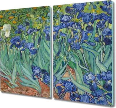 Produktbild von Coloray Hackbrett Herdabdeckplatte 2x30x52 cm Küchenbrett Kochplattenabdeckung Schneidebrett - Van Gogh Iris