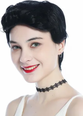 Produktbild von WIG ME UP Perücke uni kurz glatt gelockte Tolle Schwarz DW3333-1