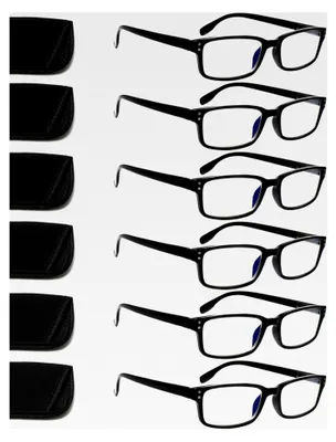 Produktbild von 6er Set Lesebrillen für Herren und Damen mit Blaulichtfilter, Federscharnier, Computerbrillen, Schwarz (6 Schwarz, 1.5, x)