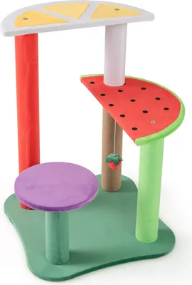 Produktbild von COSTWAY Kratzbaum 69cm klein, Niedliches Obstthema, Katzenbaum mit Plattformen, Erdbeerball, Kratzpfosten, Kletterbaum Spielbaum Katzenmöbel Bunt