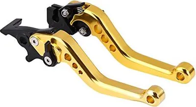 Produktbild von 2 Stück Kupplungshebel - Hauptzylinderbremse - Universeller Motorradkupplungshebel - Aluminiumlegierung - Bremshebel (Gelb)