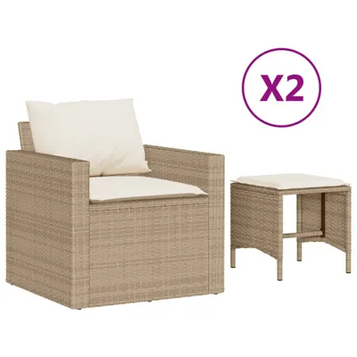 Produktbild von vidaXL 4-tlg. Garten-Sofagarnitur mit Kissen Beige Poly Rattan