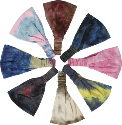 Produktbild von Breites elastisches Bohème-Kopftuch für Damen, elastisches Sport- und Fitness-Stirnband, elastisches Batik-Stirnband, breites Stirnband, 8 Stück