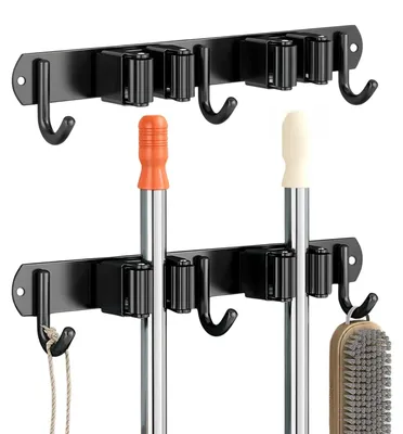Image de Omgoods - Supports adhésifs pour balais en acier inoxydable, lot de 2