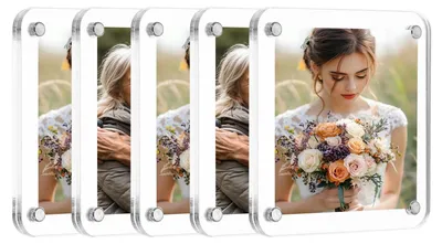 Image de Lot de 5 aimants en acrylique pour réfrigérateur - Cadres photo double face pour photos Fujifilm Mini