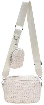 Immagine prodotto di Borsa da spiaggia beige intrecciata, borsa a tracolla intrecciata a mano, pochette, compagna di viaggio estiva