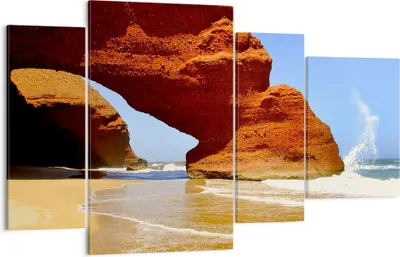 Produktbild von Bild auf Leinwand - Leinwandbild - Felsen Sandstein Ozean Natur - 120x70cm - Wand Bild - Wanddeko - Leinwanddruck - Bilder - Kunstdruck - Wanddekoration - Leinwand bilder - Wandkunst - DL120x70-1524
