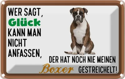 Produktbild von vianmo Blechschild 12x18 cm Glück nicht anfassen Boxer Hund Spruch Zitat