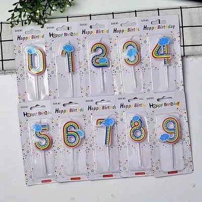 Produktbild von Geburtstagskerze  Zahl  „3“ Regenbogenfarben
