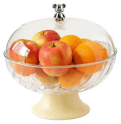 Fruchtkom mit Deckel, transparent, Kunststoff, 24 cm, mit Abtropffunktion