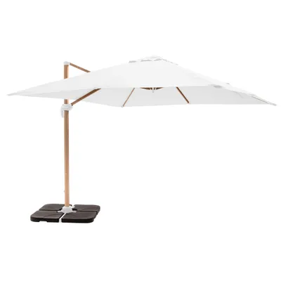 Produktbild von Set aus quadratischen Sonnenschirmen mit 4 Ballastplatten Weiß - Oviala Brescia