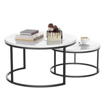 Produktbild von STILVORA Couchtisch 2er Set Satztisch, Beistelltisch mit Metallgestell & MDF Tischplatte, stapelbarer Sofatisch modern,wohnzimmer tisch,couch tisch