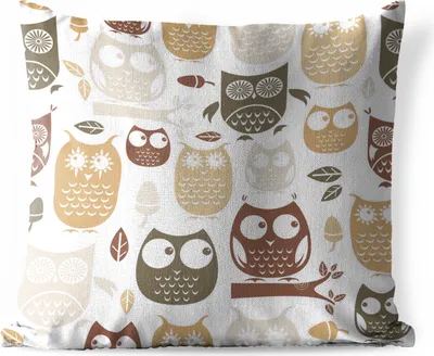 Produktbild von MuchoWow® Outdoor Kissen - Herbst - Illustration - Eulen - 50x50 cm - Wetterfest - Lounge Kissen - Komfortabel - Kissen mit Bild