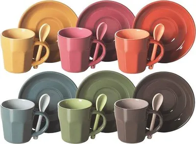 Immagine prodotto di Set da caffè Famanu, 6 pezzi, colorato (tazze e piattini)