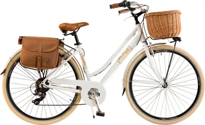 Produktbild von Via Veneto by Canellini Fahrrad Citybike Frau Aluminium mit Korb und Tasche - Weiß 46