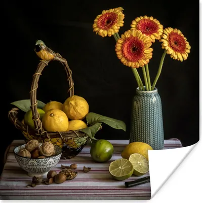 Produktbild von MuchoWow® Poster Blumen - Sonnenblume - Zitrone 30x30 cm - Wandposter - Printing