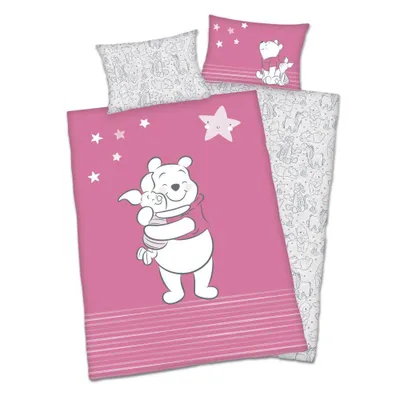 Produktbild von "Winnie Pooh ( Disney )" Bettwäsche / Babybettwäsche / Kleinkinderbettwäsche, 100% Baumwolle ( Linon ), 40x60 cm + 100x135 cm