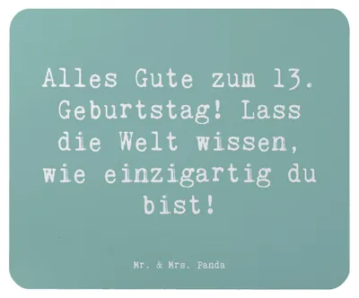 Produktbild von Mr. & Mrs. Panda Mousepad Spruch 13. Geburtstag - Meeresbrise - Geschenk, besondere Persönlichkeit, unvergesslich, Geburtstagsgeschenk, mausteppich, Mouse Pad, Mauspad