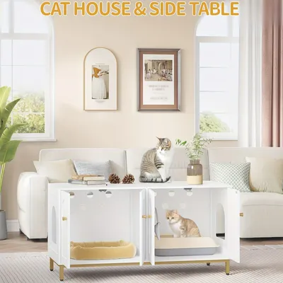 Produktbild von Katzenhaus – Katzenmöbel – Katzenklo-Möbel – Katzenhaus – Katzengehege – Für 2 Katzen – Verstecktes Katzenklo