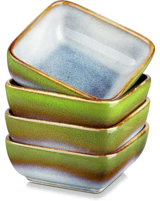 Productafbeelding van Dipschaaltjes. Vierkante dipschaaltjes (4 stuks). Blauwgroen