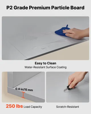 Produktbild von VEVOR Arbeitsplatte für Waschmaschine und Trockner (137 x 69,9 cm) mit Erhöhtem Rand & Haken, zur Organisation und Aufbewahrung im Wäscheschrank Speisekammer Küchentheke, bis 113 kg Belastbar, Grau