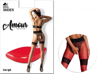 Produktbild von Rote Strumpfhose mit einem Loch im Schritt wie Strümpfe Spitze Rot 1-2
