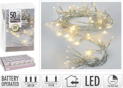 Produktbild von Weihnachtsbaum Lichterkette warm weiß 50 LED 5m