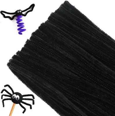 Produktbild von Schwarz Pfeifenreiniger 6mm, 100 Stš¹ck Pfeifenputzer zum Basteln, Pfeifenputzer fš¹r Blumen Pfeifenreiniger, 30cm Chenilledraht fš¹r Kinder zum Basteln und Dekorieren