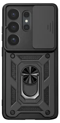 Produktbild von Avizar, Hülle mit Ringhalter und Kameraschiebeschutz für Galaxy S26 Ultra, Schwarz