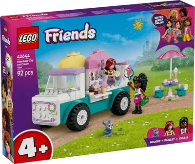 Productafbeelding van LEGO Friends IJsvoertuig voor Heartlake City, speelset voor rollenspellen, bouwset met 2 figuurtjes en een konijn, speelgoed voor meisjes vanaf 4 jaar, bouwspel met minifiguren van de personages, artikelnummer 42644