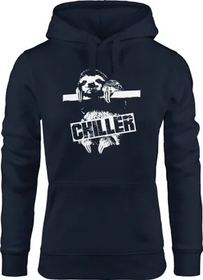 Produktbild von Kapuzen-Pullover Damen Faultier Chiller Sloth Hoodie Moonworks® navy M