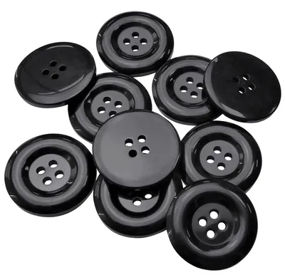 Runde Nähknöpfe 28x4mm, 4 Löcher, schwarz, 10 Stück