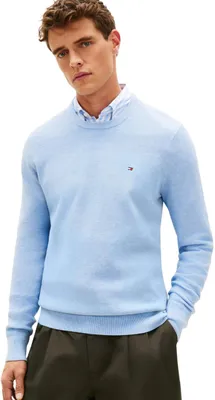 Obrázok produktu pre Pulóver s okrúhlym výstrihom Tommy Hilfiger, svetlomodrej farby, s textúrou