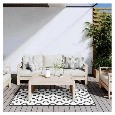 Produktbild von Outdoor-Teppich in Grau und Weiß, 80 x 150 cm, wendbares Design