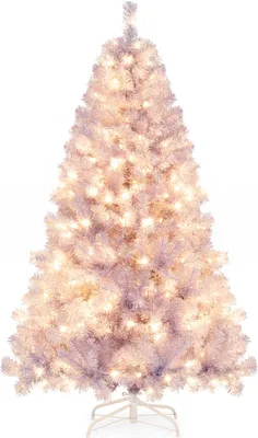 Produktbild von COSTWAY 180cm Künstlicher Weihnachtsbaum mit warmweißen LEDs, 8 Modi & Metallständer, Tannenbaum, Christbaum, Kunstbaum Weihnachten Violett