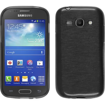 Produktbild von PhoneNatic Case kompatibel mit Samsung Galaxy Ace 3 - silber Silikon Hülle brushed + 2 Schutzfolien