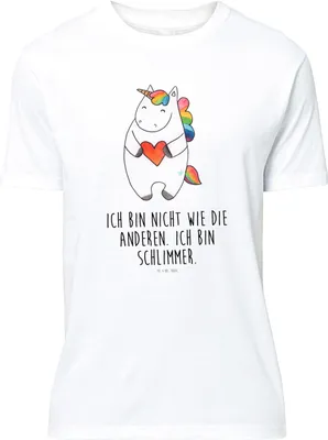 Produktbild von Mr. & Mrs. Panda Shirt Einhorn Herz - Weiß - Geschenk, T-Shirt, Einhörner, mit Spruch, Freundin, Lustig, S, Unicorn, Jersey-Shirt, Print-Shirt, Tshirt