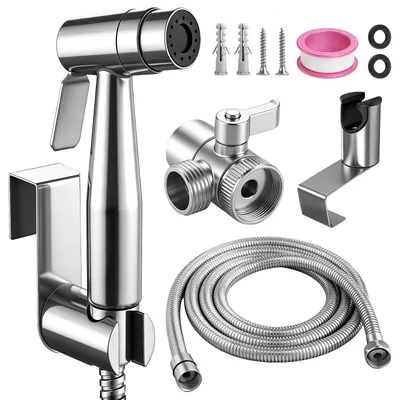 Bidet-Handbrause Edelstahl mit 150 cm Schlauch und Umschaltventil