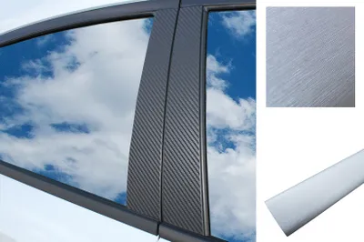 Produktbild von 6x PREMIUM A B C Säule Tür Leisten Auto Folie Wrap Set in Alu gebürstet Silber
