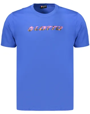 Produktbild von Blaues Kurzarm Herren T-Shirt mit Rundhals und stylischem Logo-Druck