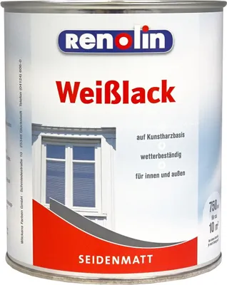 Produktbild von Renolin Weißlack seidenmatt, 750 ml