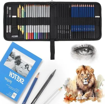 Produktbild von Famanu Zeichen-Set 42-teilig - Skizzenbuch, Buntstifte und Zubehör